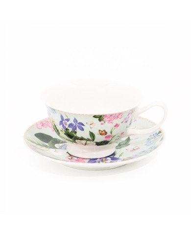 Coffret Tasse + Sous-Tasse à Thé Roméo/Fleur Céramique Coffret Tasse + Sous-Tasse à Thé Roméo/Fleur Céramique