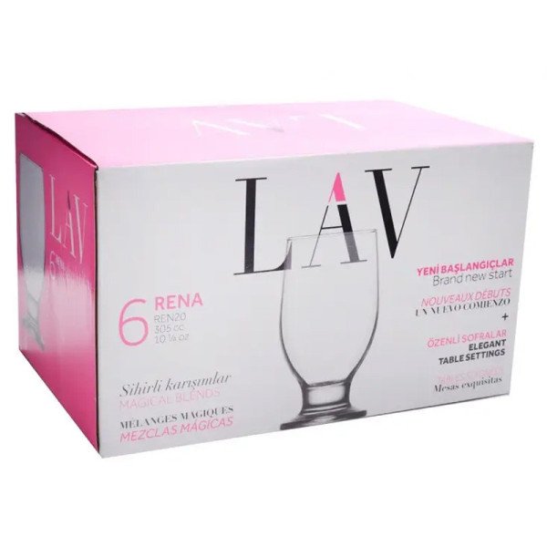 Lot de 6 Verres à Jus sur pieds 305ml Ren - LAV