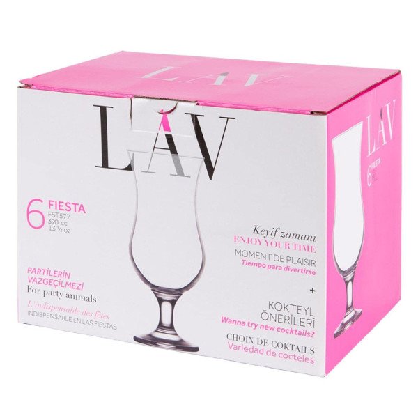 Lot de 6 Verres à pied 390ml Fiesta - LAV
