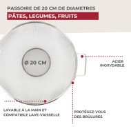 Passoire Tamis Inox 20cm avec poignée - FACKELMANN