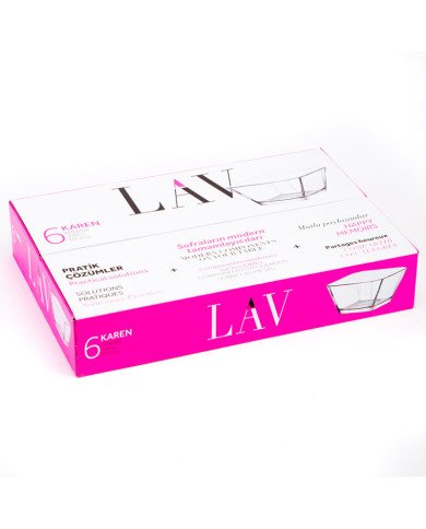 Lot de 6 Bols Carré en Verre 300ml Karen - LAV Lot de 6 Bols Carré en Verre 300ml Karen - LAV