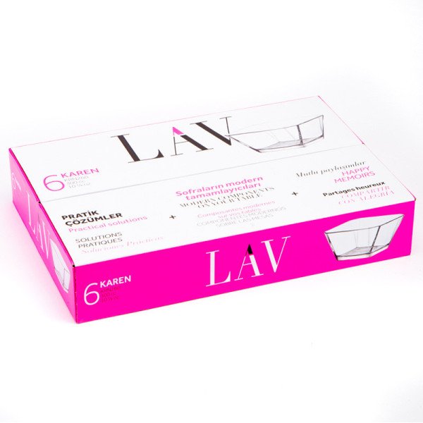 Lot de 6 Bols Carré en Verre 300ml Karen - LAV