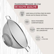 Passoire Tamis Inox 26cm avec poignée - FACKELMANN