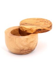 Boite à Sel en Bois d’Olivier - Artisanat Tunisien Authentique
