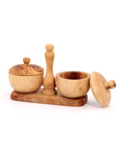 Set de 2 Salières en Bois d’Olivier - Artisanat Tunisien Authentique