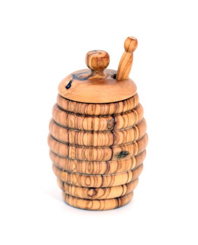 Boite à Miel en Bois d’Olivier T2 - Artisanat Tunisien Authentique