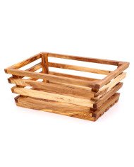 Corbeille à Pain en Bois d’Olivier T2 - Artisanat Tunisien Authentique