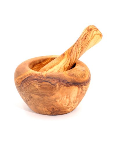Pilon en Bois d’Olivier Ø 12cm - Artisanat Tunisien Authentique