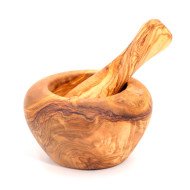 Pilon en Bois d’Olivier Ø 12cm - Artisanat Tunisien Authentique