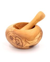 Pilon en Bois d’Olivier Ø 14cm - Artisanat Tunisien Authentique