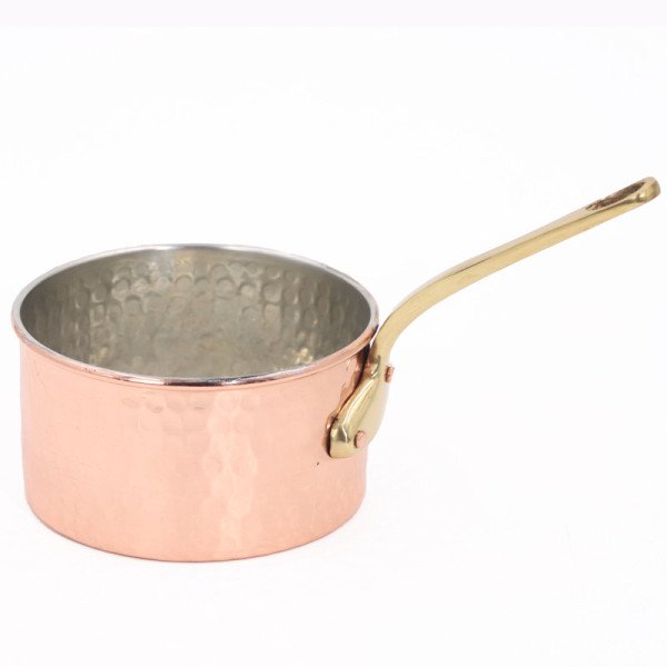 Casserole en Cuivre avec Manche en Laiton Ø 12cm - Artisanale et Élégante