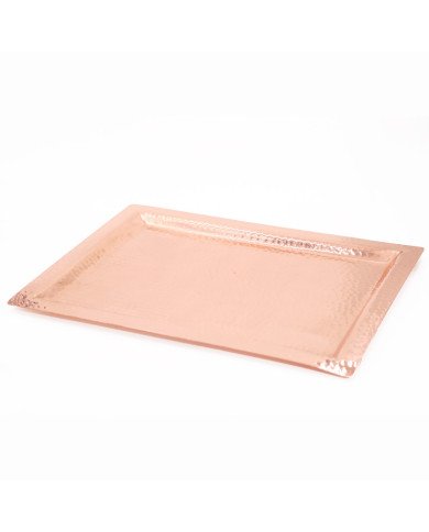 Plateau rectangulaire en cuivre martelé avec cloche 40x30 cm – Élégance et raffinement - Artisanale et Élégante