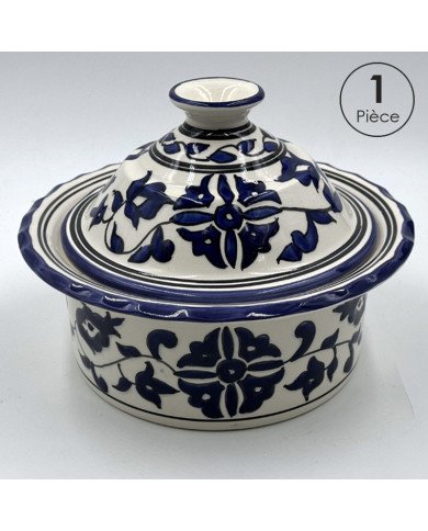 Service à Couscous en céramique artisanale bleu et blanc 12pcs Service à Couscous en céramique artisanale bleu et blanc 12pcs