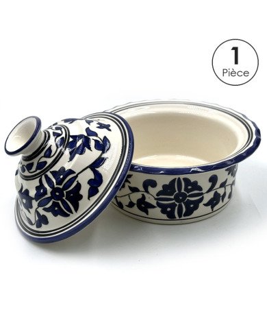 Service à Couscous en céramique artisanale bleu et blanc 12pcs Service à Couscous en céramique artisanale bleu et blanc 12pcs