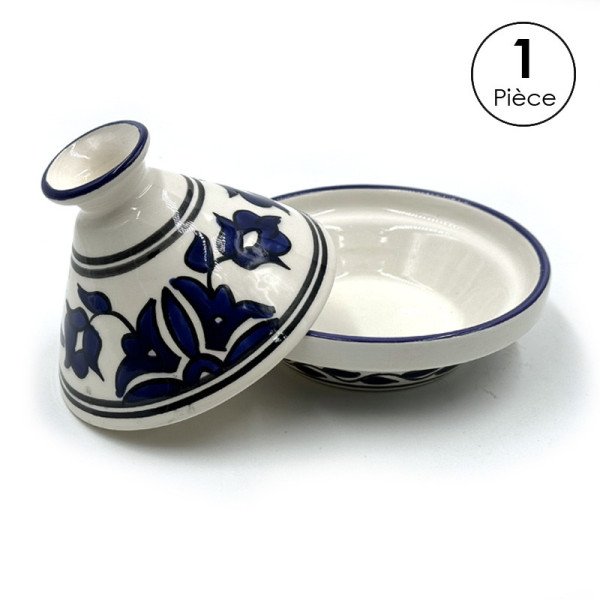 Service à Couscous en céramique artisanale bleu et blanc 12pcs