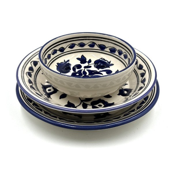 Service à Table Royal en céramique artisanale bleu et blanc 21pcs