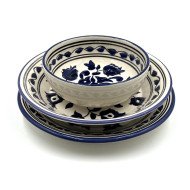 Service à Table Royal en céramique artisanale bleu et blanc 21pcs