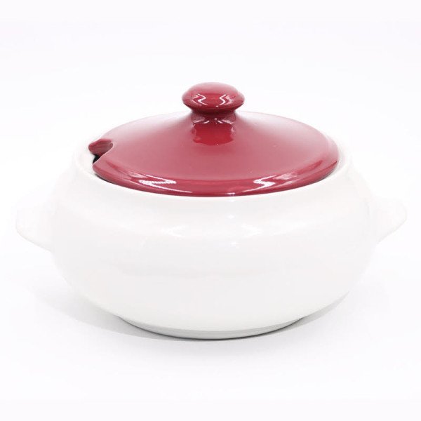 Service à soupe 7 pièces en céramique en Blanc et Rouge