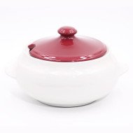 Service à soupe 7 pièces en céramique en Blanc et Rouge