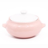 Service à soupe 7 pièces en céramique en Rose et Blanc