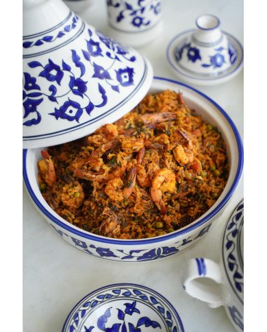 Service à Table Royal en céramique artisanale bleu et blanc 21pcs Service à Table Royal en céramique artisanale bleu et blanc 21pcs