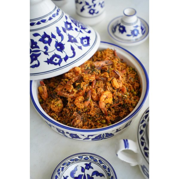 Service à Table Royal en céramique artisanale bleu et blanc 21pcs