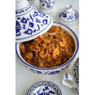 Service à Table Royal en céramique artisanale bleu et blanc 21pcs