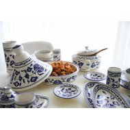 Service à Table Royal en céramique artisanale bleu et blanc 21pcs