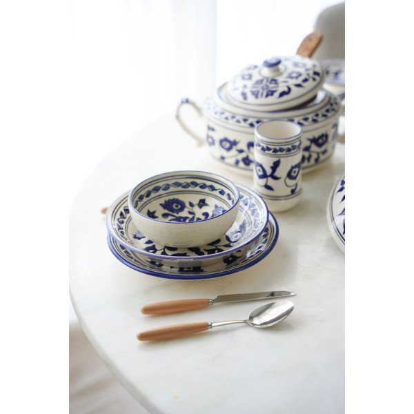 Service à Table Royal en céramique artisanale bleu et blanc 21pcs