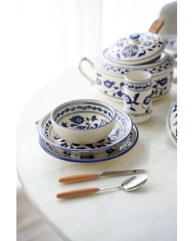 Service à soupe en céramique artisanale bleu et blanc 11pcs Service à soupe en céramique artisanale bleu et blanc 11pcs