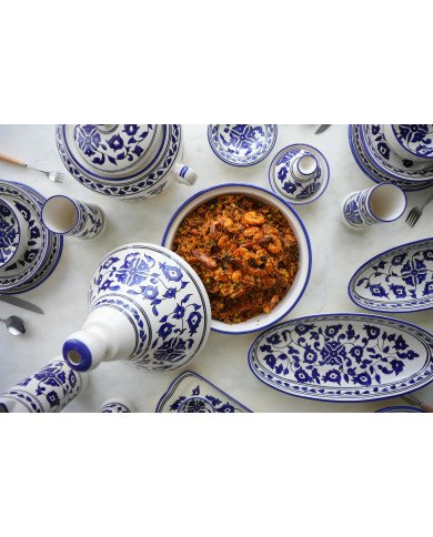 Service à soupe en céramique artisanale bleu et blanc 11pcs Service à soupe en céramique artisanale bleu et blanc 11pcs