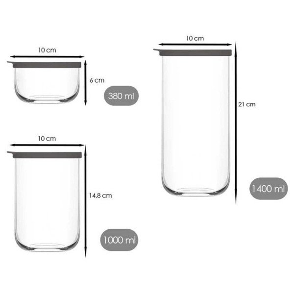 Lot de 3 Pots de Conservation en Verre Duo - LAV