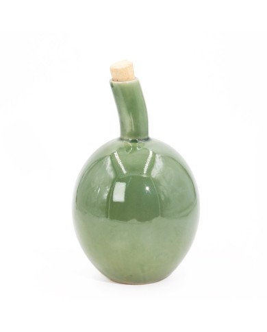 Bouteille pour Huile en céramique Verte avec bouchon en liège 1 Litre – Design élégant et pratique