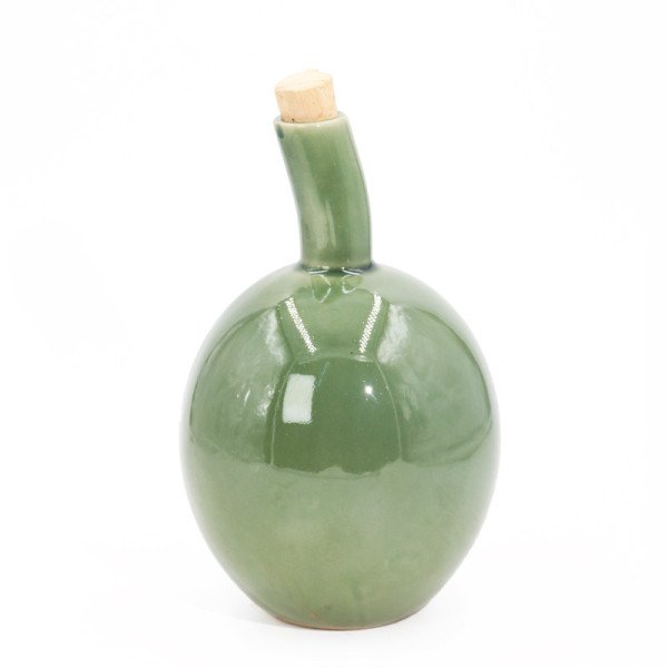 Bouteille pour Huile en céramique Verte avec bouchon en liège 1 Litre – Design élégant et pratique