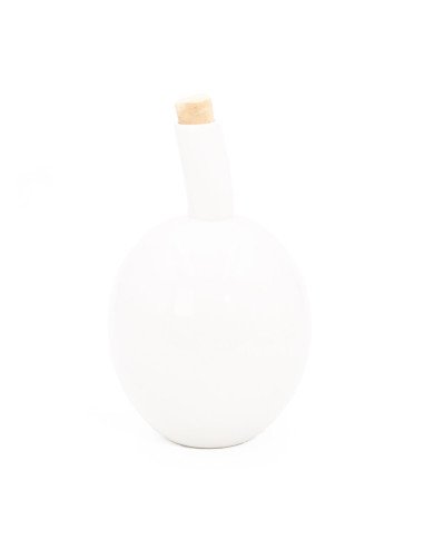 Bouteille pour Huile en céramique Blanc Brillant avec bouchon en liège 1 Litre – Design élégant et pratique