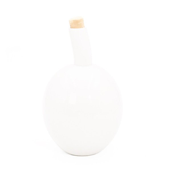Bouteille pour Huile en céramique Blanc Brillant avec bouchon en liège 1 Litre – Design élégant et pratique