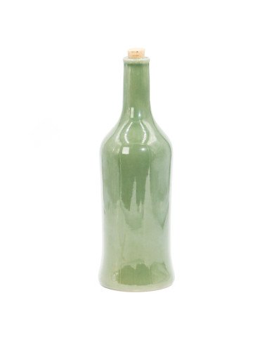 Bouteille pour Huile en céramique Vert Brillant avec bouchon en liège 1 Litre – Design élégant et pratique
