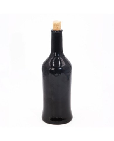 Bouteille pour Huile en céramique Noir Brillant avec bouchon en liège 1 Litre – Design élégant et pratique