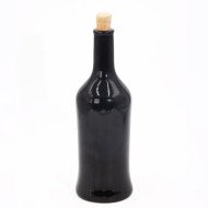Bouteille pour Huile en céramique Noir Brillant avec bouchon en liège 1 Litre – Design élégant et pratique