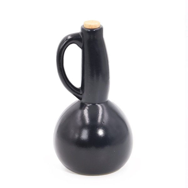 Bouteille pour Huile en céramique Noir avec bouchon en liège – Design élégant et pratique