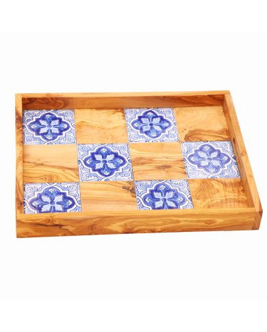 Plateau à Servir en Bois et Céramique 40x30cm – Design Artisanal Plateau à Servir en Bois et Céramique 40x30cm – Design Artisanal