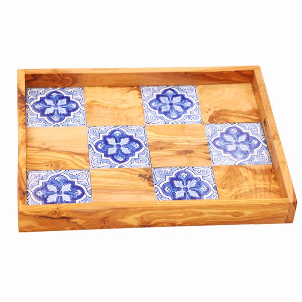 Plateau à Servir en Bois et Céramique 40x30cm – Design Artisanal Plateau à Servir en Bois et Céramique 40x30cm – Design Artisanal