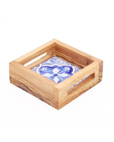 Plateau à Servir en Bois et Céramique 10x10cm – Design Artisanal Plateau à Servir en Bois et Céramique 10x10cm – Design Artisanal