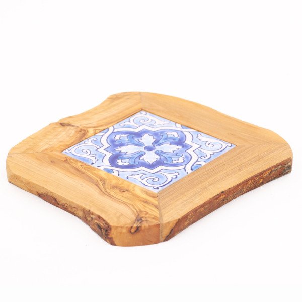 Sous-Tasse en Bois et Céramique Carrée – Design Artisanal Sous-Tasse en Bois et Céramique Carrée – Design Artisanal