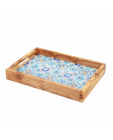 Plateau à Servir en Bois et Céramique 30x20cm – Design Artisanal Plateau à Servir en Bois et Céramique 30x20cm – Design Artisanal