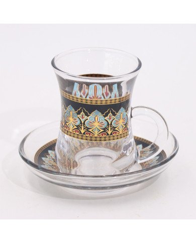 Service de 6 Verres à Thé 80ml - Verres et sous-tasses + Sucrier Service de 6 Verres à Thé 80ml - Verres et sous-tasses + Sucrier