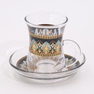 Service de 6 Verres à Thé 80ml - Verres et sous-tasses + Sucrier