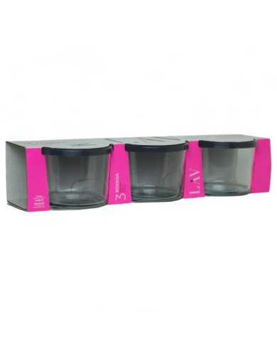 Lot de 3 Pots en Verre avec Couvercle Bodega 240ml - LAV Lot de 3 Pots en Verre avec Couvercle Bodega 240ml - LAV