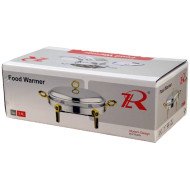 Chauffe-Plat Ovale en Inox 2.4 Litres avec Poignées et Pieds Dorés