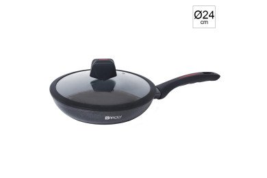 Poêle Sauteuse Antiadhésif en Granite avec Couvercle en Verre Ø24 cm - BAROLY